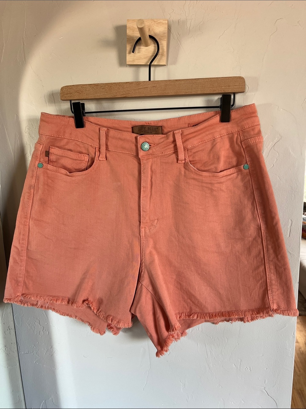 Judy Blue Coral Frayed Hem Denim Shorts